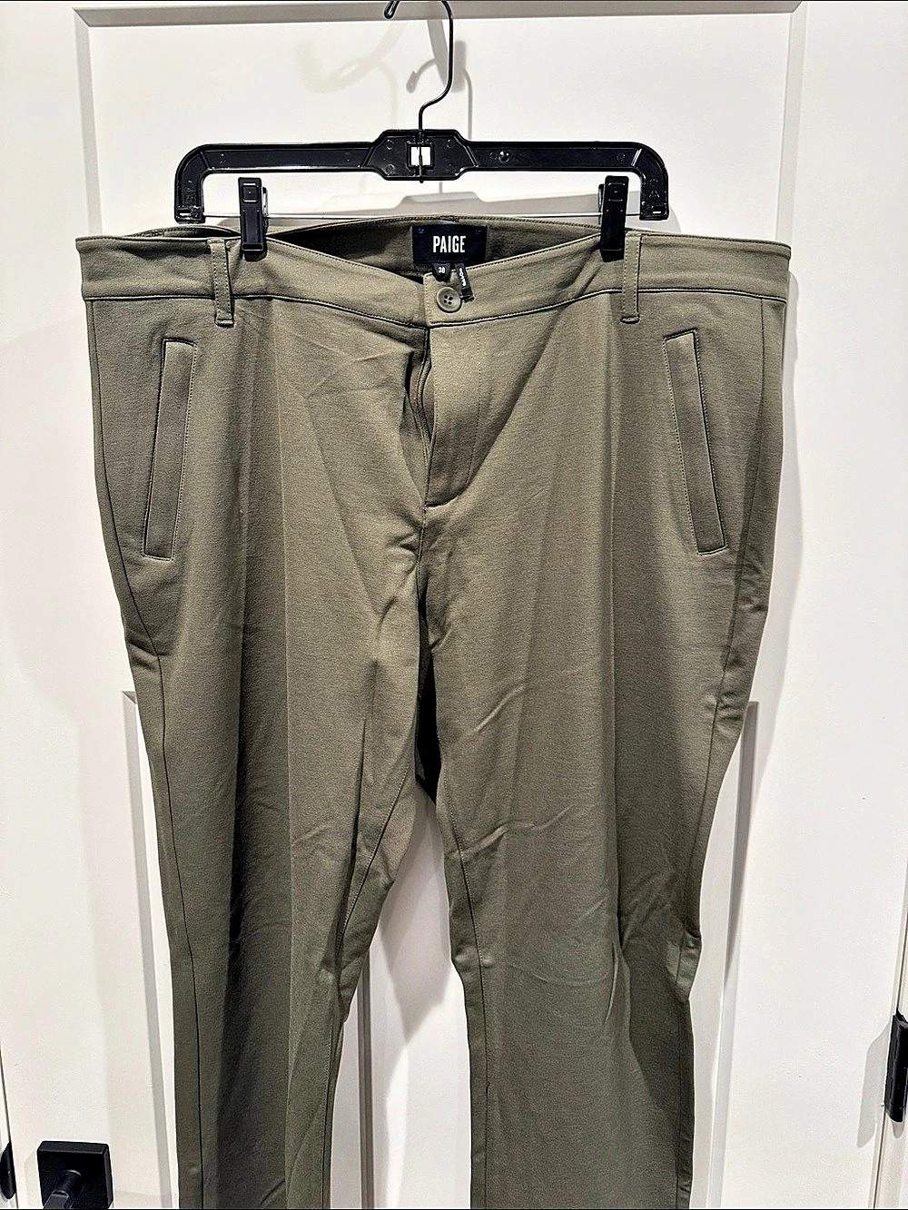 Paige Fraser Pant Olive Straight Leg Trousers Size 38